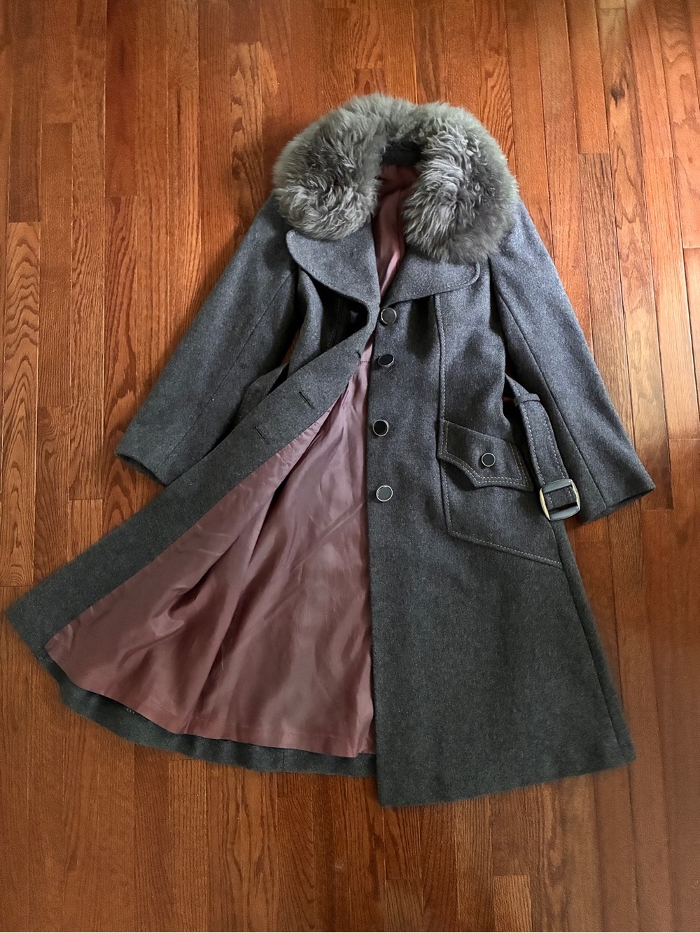 Vintage “Your Sixth Sense” Wool Coat w/ Shearling Collar